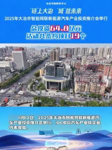 总投资64.8亿元，活动共签约项目19个——“链”上大冶 “城”就未来 2025年大冶市智能网联新能源汽车产业投资推介会举行