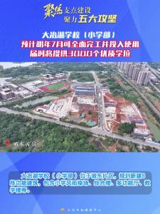 【聚焦支点建设 聚力五大攻坚】大冶湖学校（小学部）预计明年7月可完工并投入使用，届时将提供3000个优质学位
