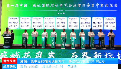 麻城：集中签约招商项目38个   协议投资额达101.8亿元