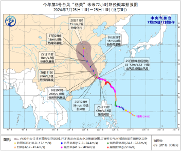 台风“格美”登陆福建 26日至28日我市有强降水发生