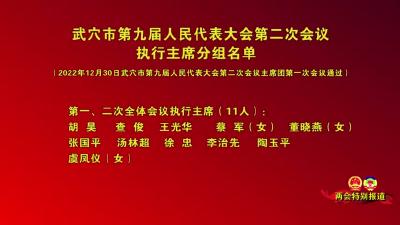 武穴市第九届人民代表大会第二次会议
执行主席分组名单