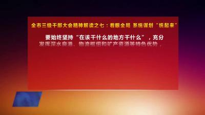 全市三级干部大会精神解读之七： 着眼全局 系统谋划“统起来”
