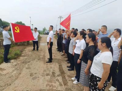 防汛一线党旗红丨大法寺镇在马口湖畔筑起“红色堤坝” 