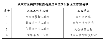 武穴市首批！37個“名醫工作室”名單公布