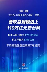 “2024中国企业500强”发布！