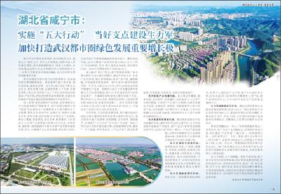 湖北省咸宁市：实施“五大行动” 当好支点建设生力军 加快打造武汉都市圈绿色发展重要增长极