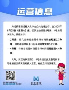 今起，武汉地铁两条线路调整