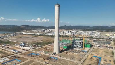 预计年发电量60亿度！延长石油武穴煤电项目210米高烟囱结顶