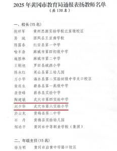 黄冈通报表扬！武穴15名教育工作者上榜