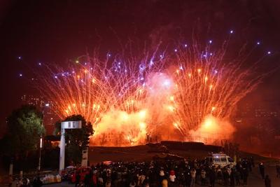 焰火晚会亮相元宵 花海见证璀璨夜空