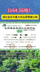 湖北省迄今最大林业碳票被认购