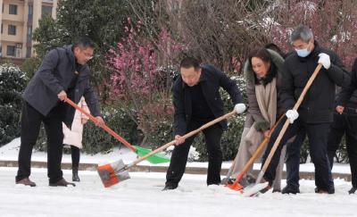 陈栋带领干部群众参与扫雪除冰志愿行动 