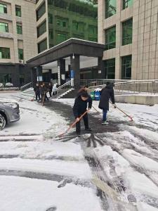 ​县医保局党员干部全员上阵铲雪除冰