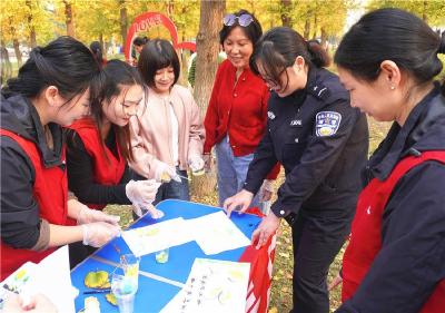 襄阳谷城：金叶漫舞景色好 银杏树下话禁毒 