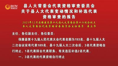 县人大常委会代表资格审查委员会关于县人大代表变动情况和补选代表资格审查的报告