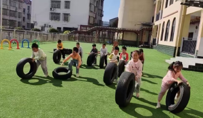 【教育之窗】县第三幼儿园雷家店园区：小小轮胎 大大乐趣