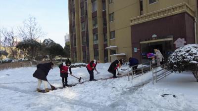 齐心融冰雪 温情护居民  枝江各社区开展扫雪除冰活动