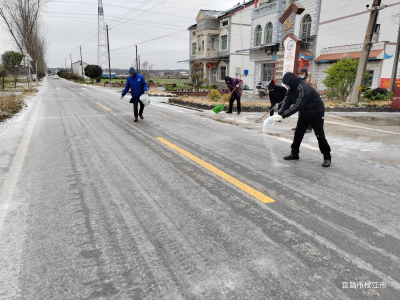 蔡家嘴村：撒盐除冰抗冻凝 保障群众安全行