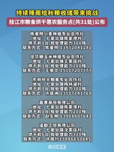 枝江市粮食烘干惠农服务点公布