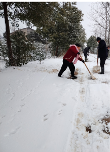 安福寺镇秦家塝村村民自发扫雪共筑平安路