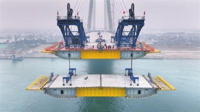 枝江长江大桥冲刺4月合龙