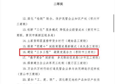 枣阳市工商联实践创新成果荣获省级表彰