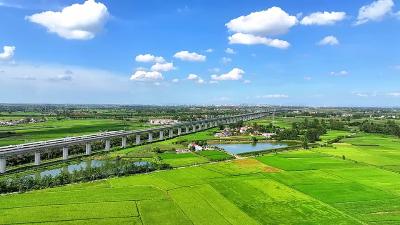 湖北枣阳：高铁飞驰入画卷