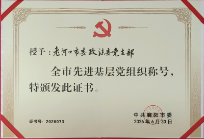 老河口市委政法委党支部获评“襄阳市先进基层党组织”称号