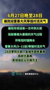 襄阳迎雷暴大风等强对流天气！