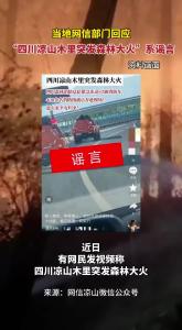 当地网信部门回应，“四川凉山木里突发森林大火”系谣言