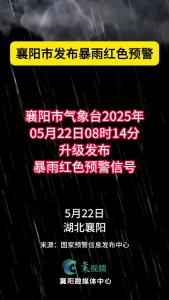 襄阳市气象台发布暴雨红色预警