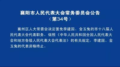 襄阳市人民代表大会常务委员会公告（第34号）