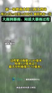 新一轮降雨本周三再次登场！大雨到暴雨，局部大暴雨！