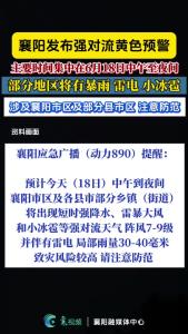 襄阳发布强对流黄色预警