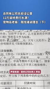 合同有公司名却没公章，12万装修费打水漂？宠物店老板：我找谁说理去（下）