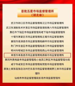 全国首批！全市唯一！孝昌周巷上榜全国五星市场监督管理所！