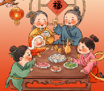 今日除夕！贴春联，吃年饭！ 