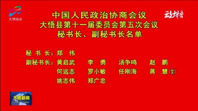 大悟县第十一届委员会第五次会议秘书长、副秘书长名单
