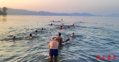 嘉鱼冬泳人畅游三湖连江庆元旦