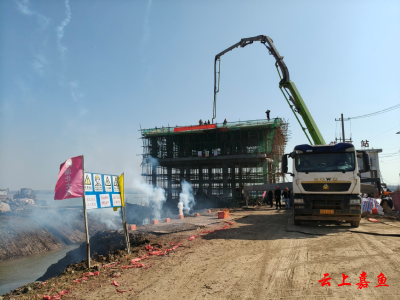 簰洲湾镇双益泵站提升工程试通水成功
