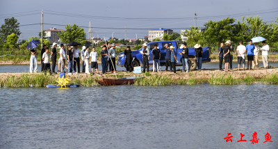 嘉鱼县农业农村局组织罗氏沼虾养殖现场观摩培训