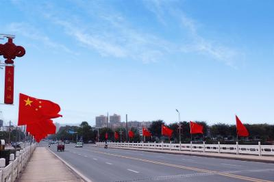 通城：红旗飘飘庆国庆 满眼都是“中国红”
