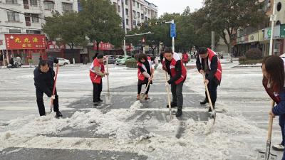 铲雪除冰 通城县红十字志愿者在行动