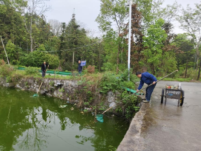 通城县石南镇：党员争先锋 |清理水塘垃圾 助力人居环境整治