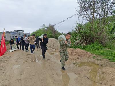 以练备战 筑牢防线 | 通城县沙堆镇开展基干民兵应急排防汛抢险“构筑子堤”演练