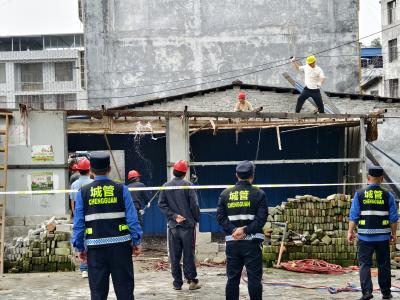 通城县依法拆除柳峦村一处违法建筑