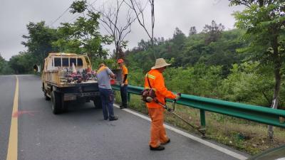 崇阳公路：清杂草保安全增“颜值”