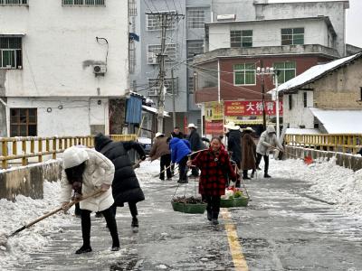 崇阳县白霓镇：干群齐心  铲雪除冰