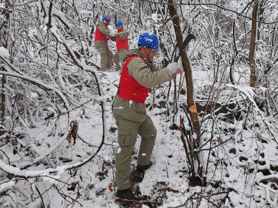 零下5℃的高山上，崇阳跑山电工风雪逆行护光明