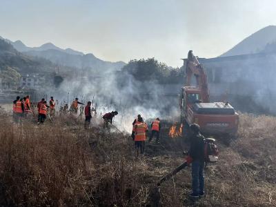 崇阳县高枧乡开展冬季森林防火实战演练
